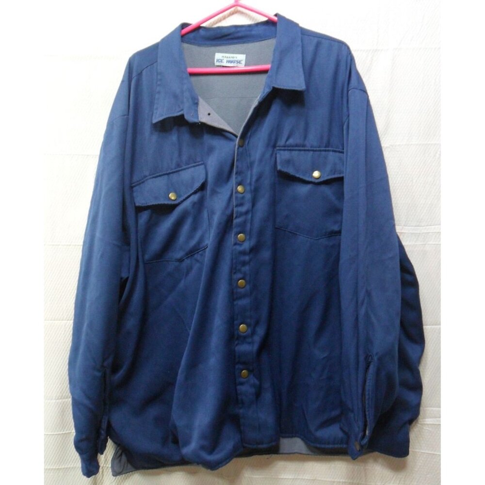 Haband‎ Ice House Soft Flannel Lined Blue Jacket Snap Closure Shirt Large